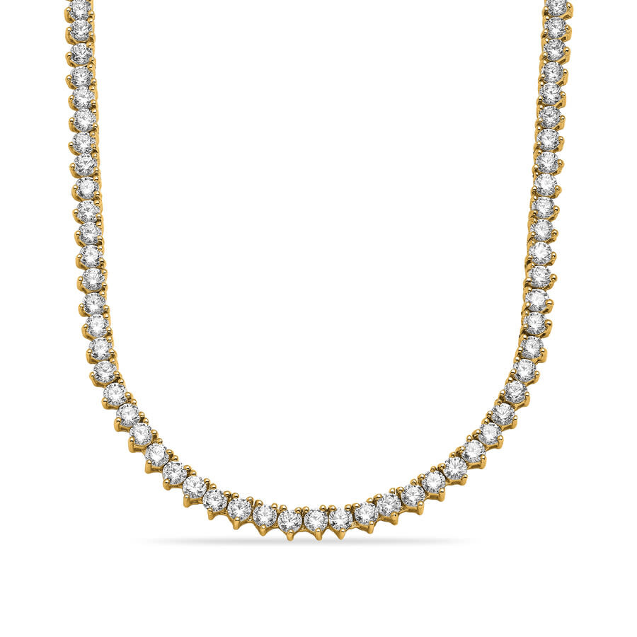 Diamond2deal 14k Yellow Gold 7ct Round Lab Grown Diamond. 3 Prong Straight Line Tennis Necklace (e-f In Yellow