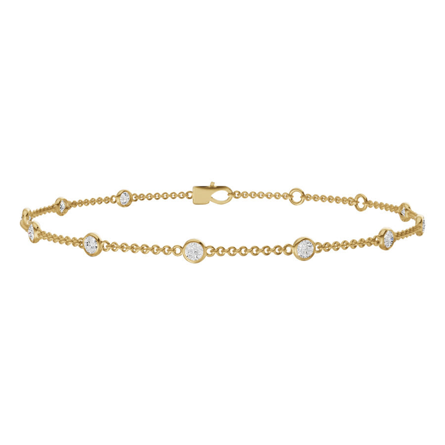 Diamond2deal 14k Yellow Gold 0.25ct Round Lab Grown Diamond Station Bracelet (e-f In Gold
