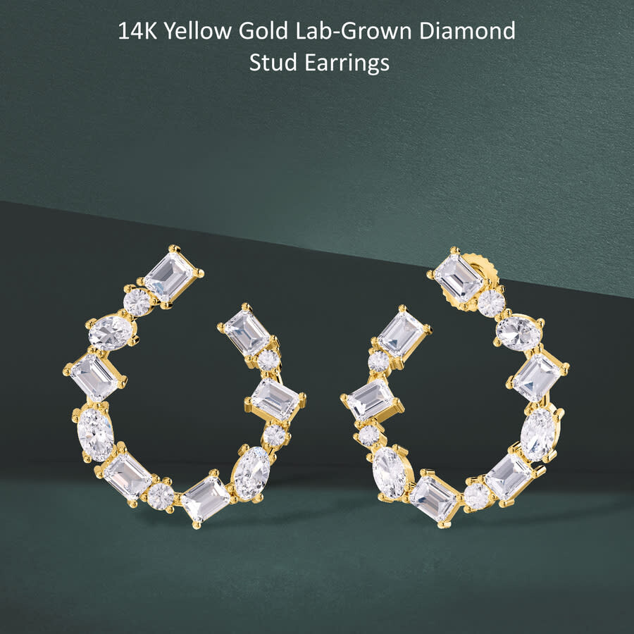 Diamond2deal 18k Vermeil Plated Silver4.30 Ct Lab Grown Diamond Fancy Stud Earrings Vvs-vs In Brown