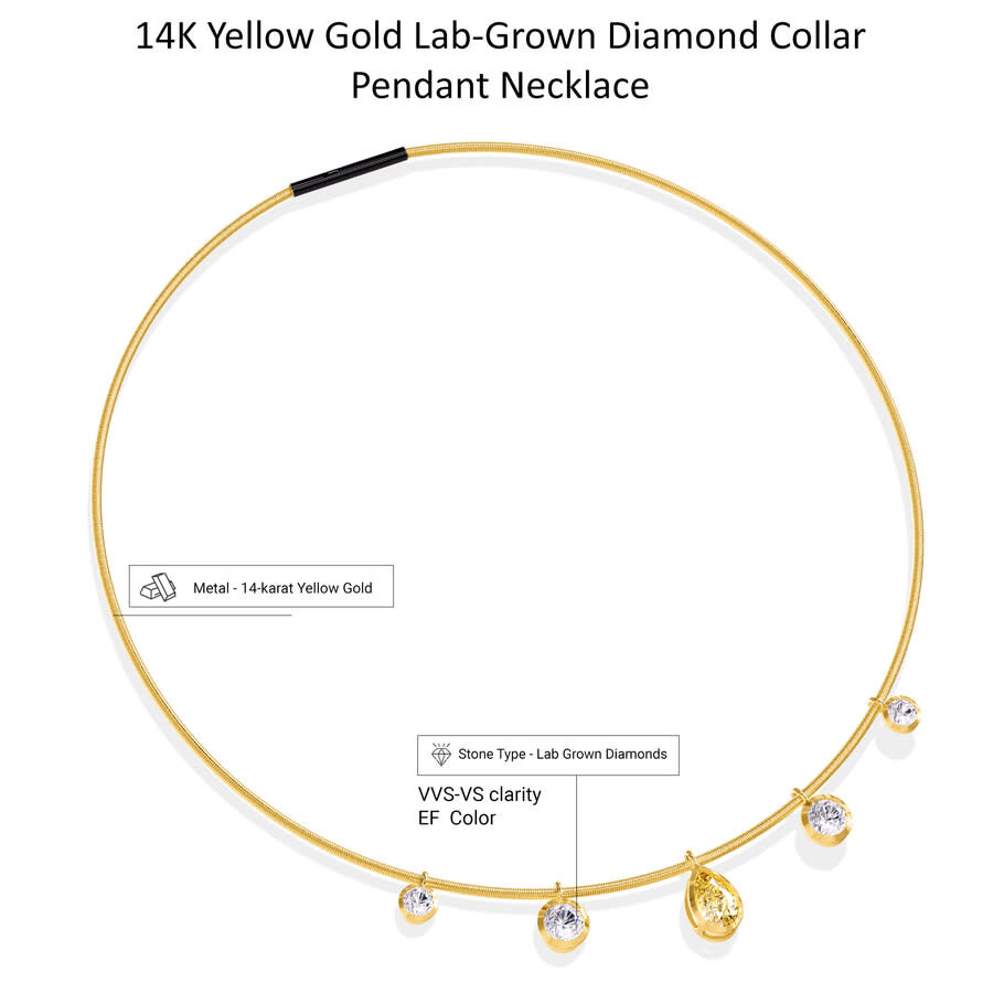 Diamond2deal 14k Yellow Gold 5 Ct Round & Pear Cut Lab Grown Diamond Pendant Necklace 18" Vvs-vs In Yellow