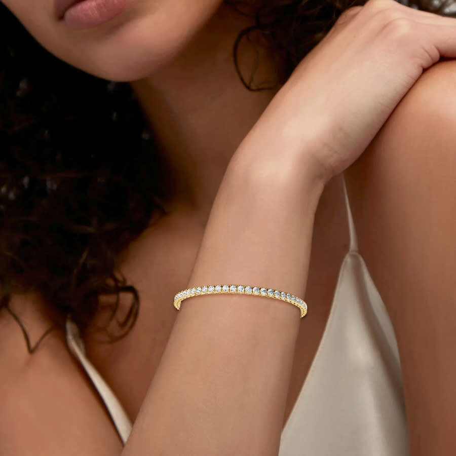 Diamond2deal 14k Yellow Gold 8 Ctw Lab-grown Diamond Line Bracelet 7" In Yellow