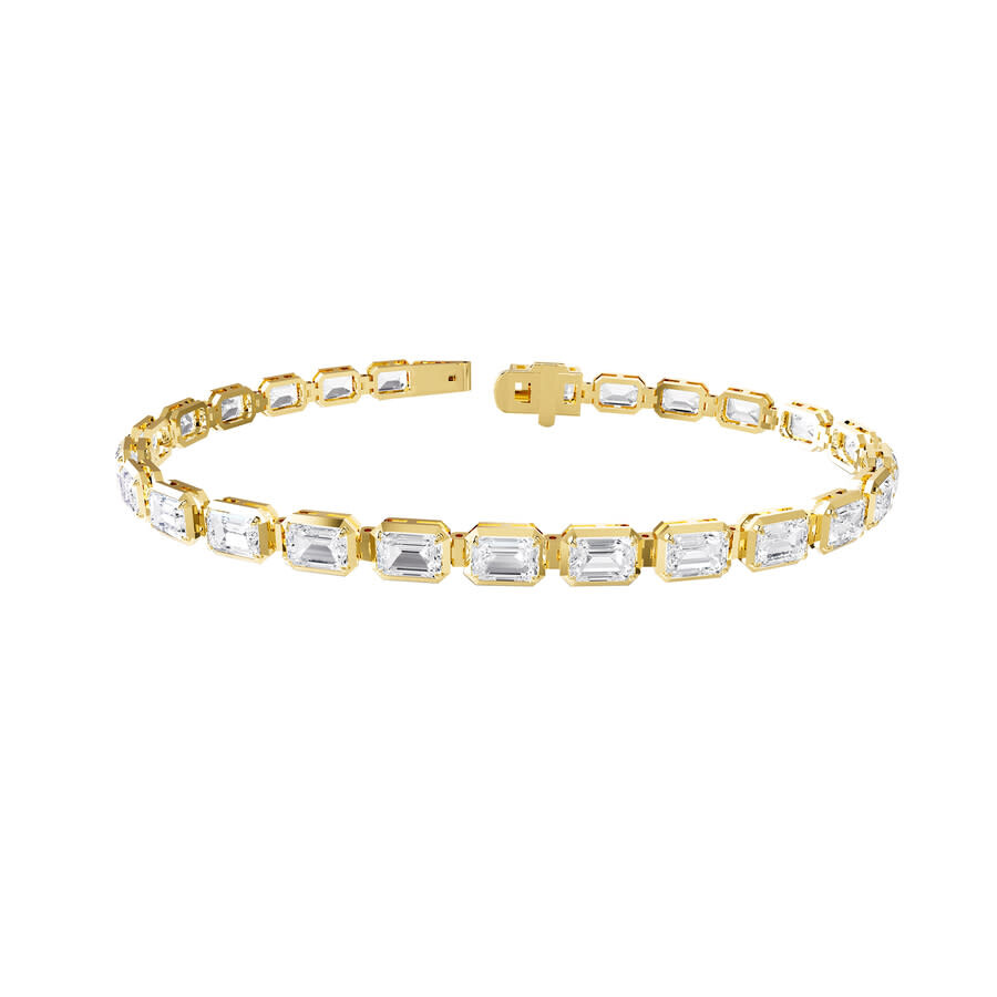 Diamond2deal 18k Vermeil Plated Silver 10 Ct Radiant Cut Lab Grown Diamond Fancy Tennis Bracelet 7" In Yellow