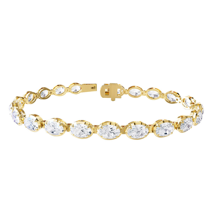 Diamond2deal 14k Yellow Gold 11 Carat Oval Cut Lab Grown Diamond Fancy Tennis Bracelet 7" Vvs-vs In Gold