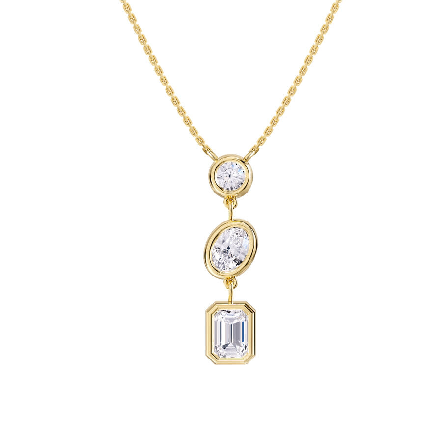 Diamond2deal 18k Vermeil Plated Silver 2.25 Ct Lab Grown Diamond Pendant Necklace 18" Vvs-vs In Yellow