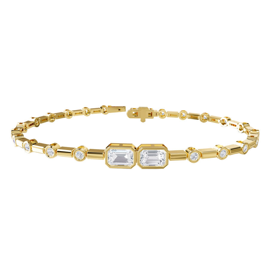 18k Vermeil Plated Silver 2.25 ct Radiant Cut Lab Grown Diamond Link Bracelet 7