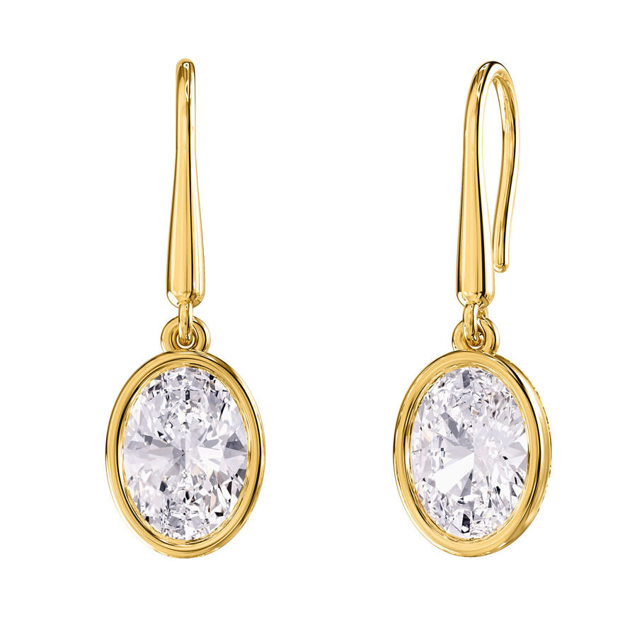 Diamond2deal 18k Vermeil Plated Silver 2.4 Ct Oval Cut Lab Grown Diamond Drop Dangle Earrings Vvs-vs In Yellow