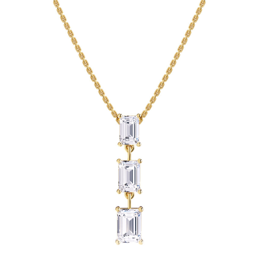 Diamond2deal 18k Vermeil Plated Silver 2.8 Ct Emerald Cut Lab Grown Diamond Pendant Drop Necklace 18 In Yellow