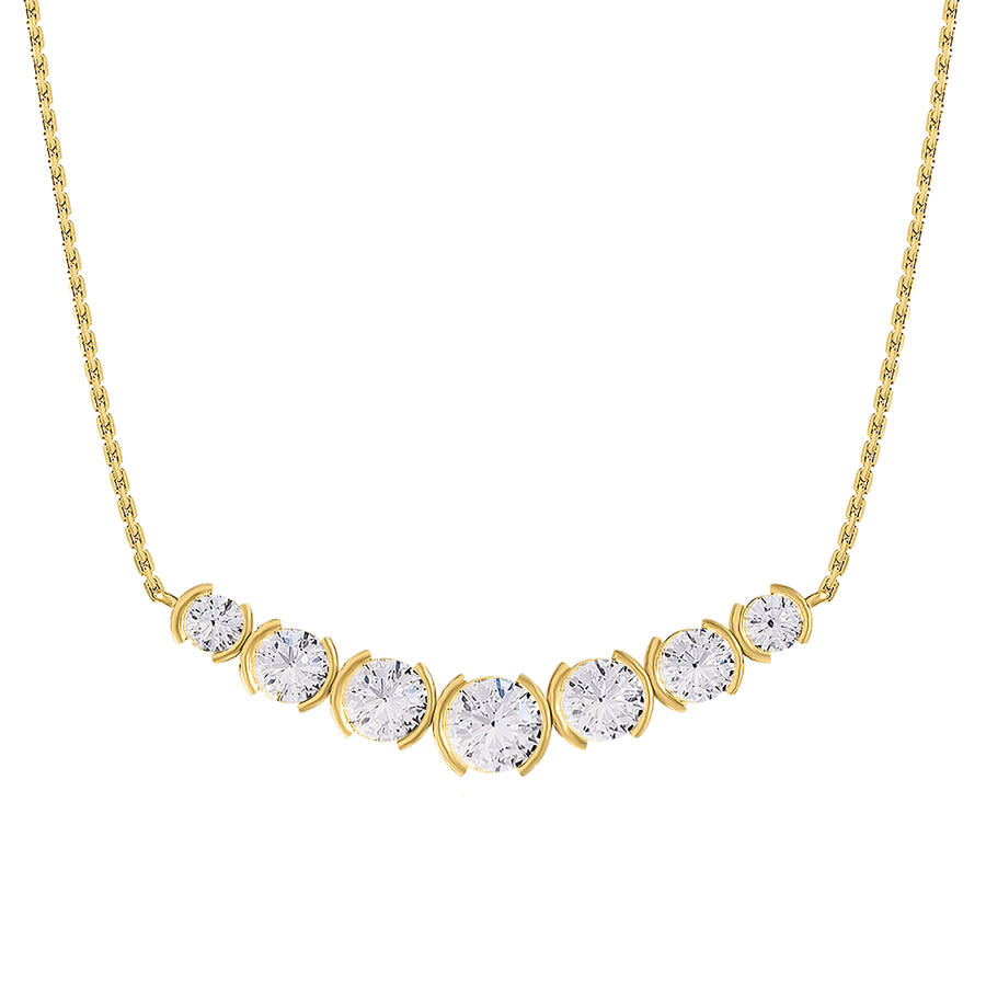 Diamond2deal 18k Vermeil Plated Silver 2.8 Ct Round Lab Grown Diamond Pendant Necklace 18" Vvs-vs In Yellow