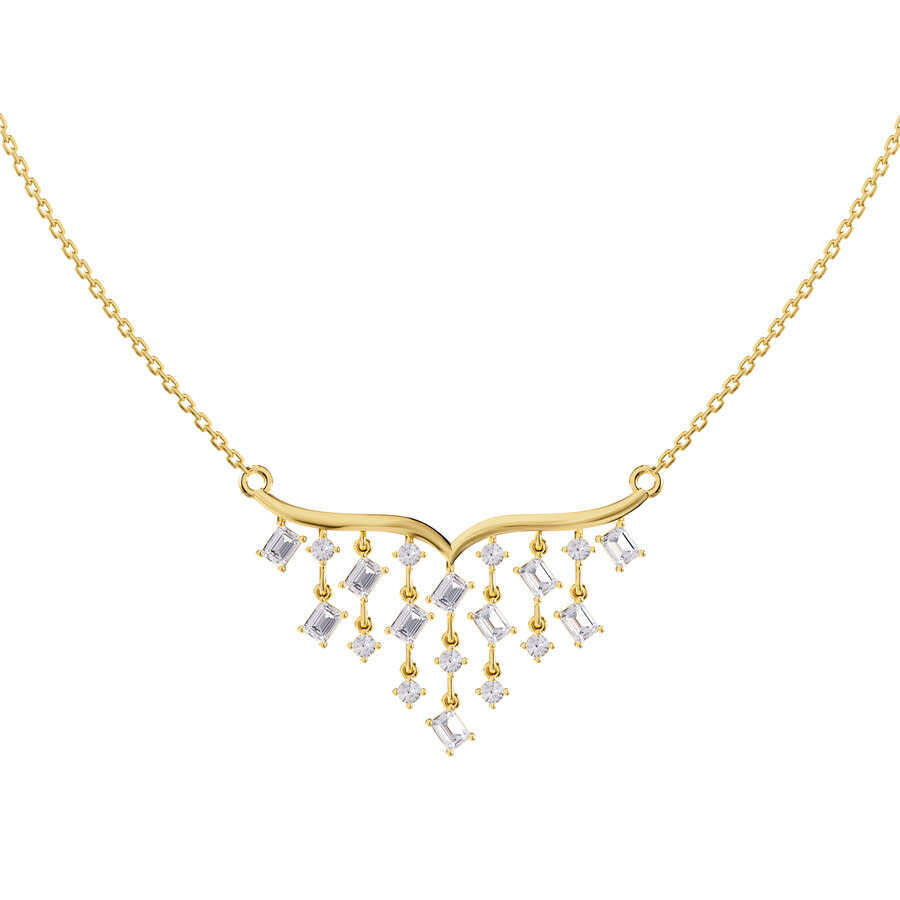 Diamond2deal 18k Vermeil Plated Silver 2.9 Ct Multi Shapelab Grown Diamond Pendant Necklace 18" Vvs- In Yellow