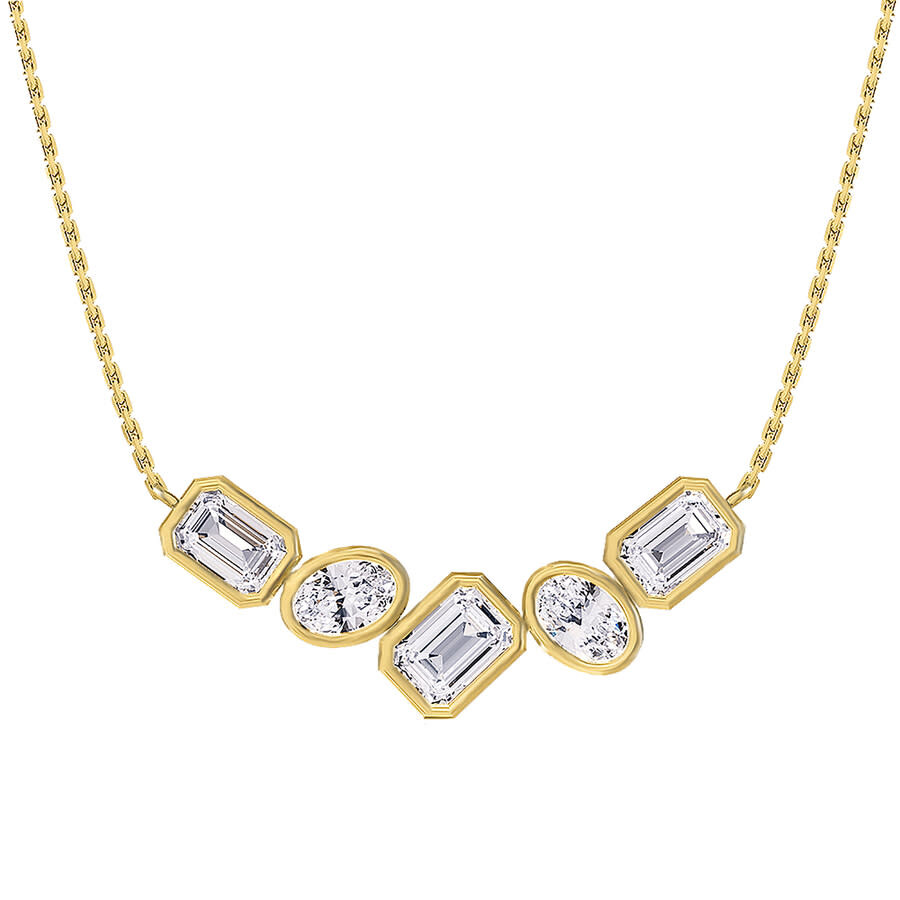 Diamond2deal 18k Vermeil Plated Silver 3.2 Ct Multi Shape Lab Grown Diamond Pendant Necklace 18" Vvs In Yellow