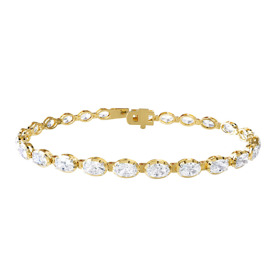 18k Vermeil Plated Silver 7.30 Ct Oval Cut Lab Grown Diamond Tennis Bracelet 7