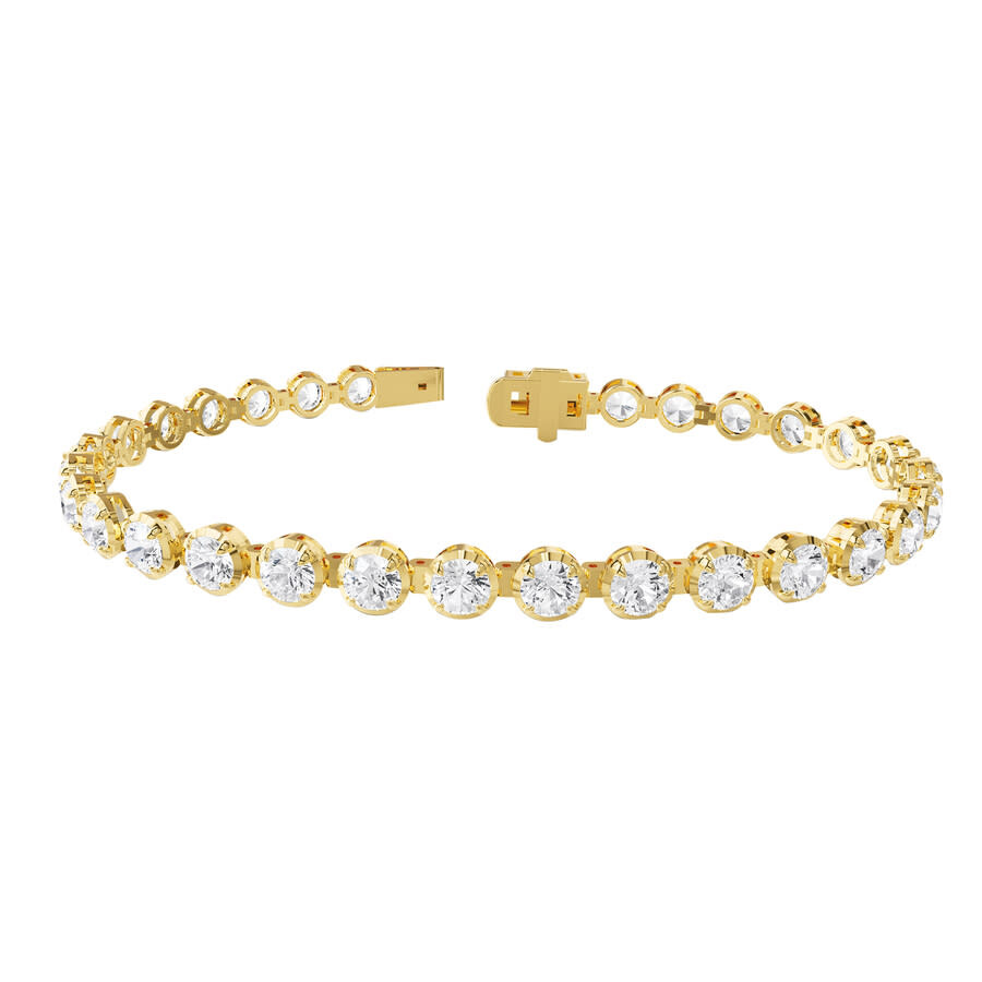 Diamond2deal 18k Vermeil Plated Silver 7.5 Ct Round Lab Grown Diamond Tennis Bracelet 7" Vvs-vs In Yellow
