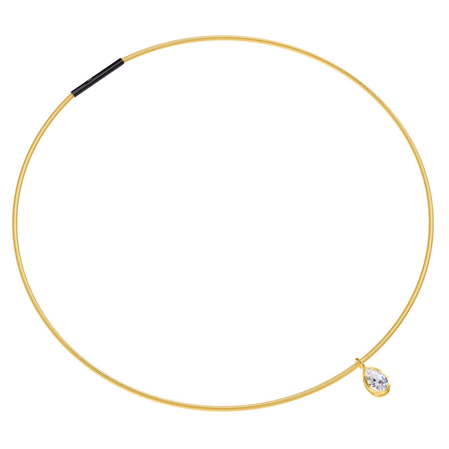 Diamond2deal 18k Vermeil Plated Silver1.30 Ct Pear Cut Lab Grown Diamond Pendant Necklace 18" Vvs-vs In Yellow