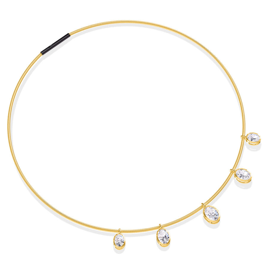 Diamond2deal 18k Vermeil Plated Silver7 Ct Oval Cut Lab Grown Diamond Pendant Necklace 18" Vvs-vs In Yellow
