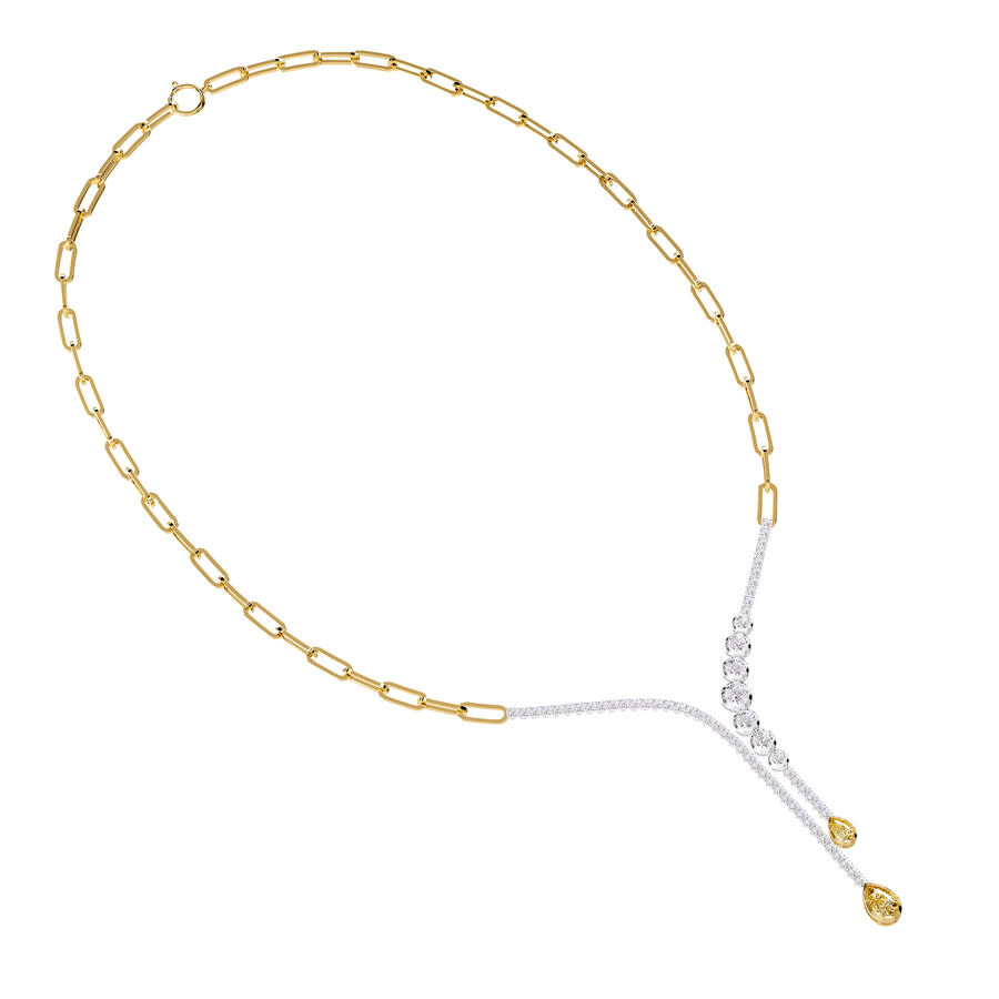 Diamond2deal 925 Sterling Silver Two-tone 3.8 Ct Pear Cut White & Yellow Lab Grown Diamond Drop Neck In Multi