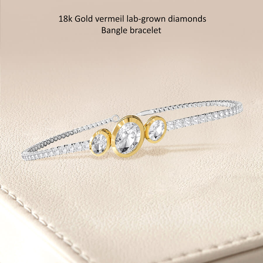 Diamond2deal 925 Sterling Silver Two-tone 3.9 Ct Oval Cut Lab Grown Diamond Tennis Bracelet 7" In Multi