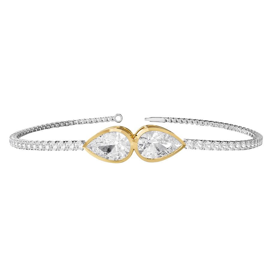 925 Sterling Silver Two-tone 3.9 Ct Pear Cut Lab Grown Diamond Tennis Bracelet 7