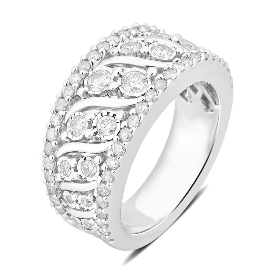 Diamondmuse 1.00 cttw Diamond Broad Band Anniversary Ring in Sterling ...