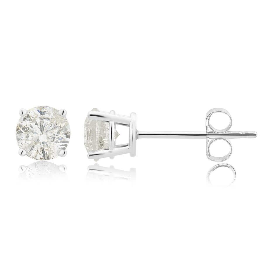 Diamondmuse 1/3 Carat Round Natural Diamond Stud Earrings In 14k White Gold