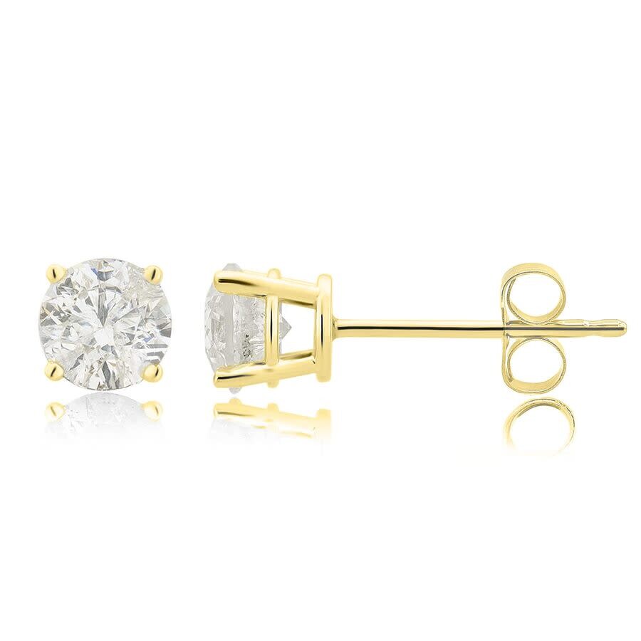 Diamondmuse 1/3 Carat Round Natural Diamond Stud Earrings In 14k Yellow Gold
