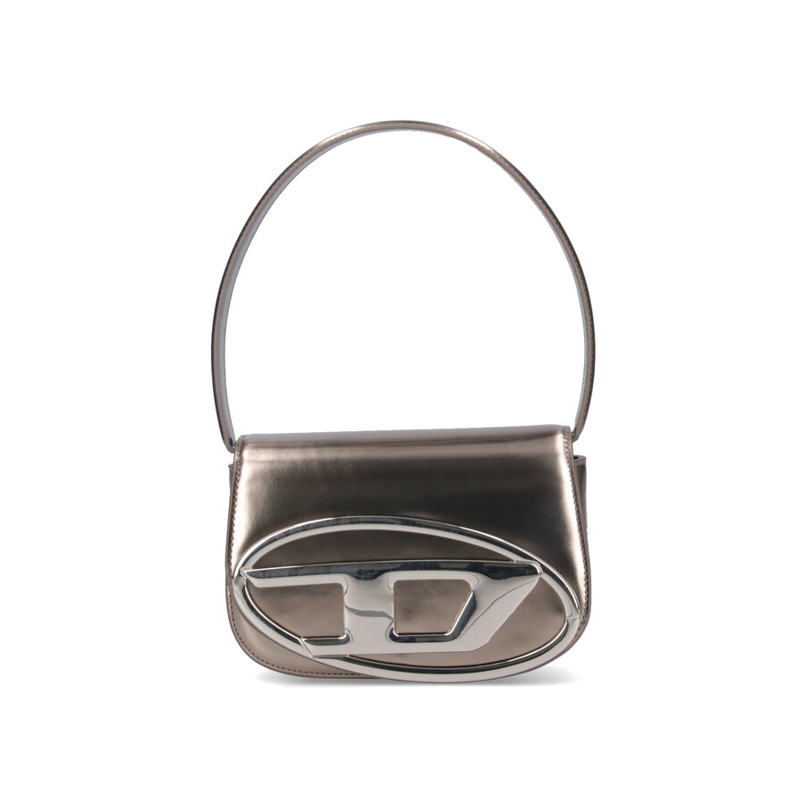 Diesel 1dr Shoulder Bag In Grey Color Mirror Leather In Silver