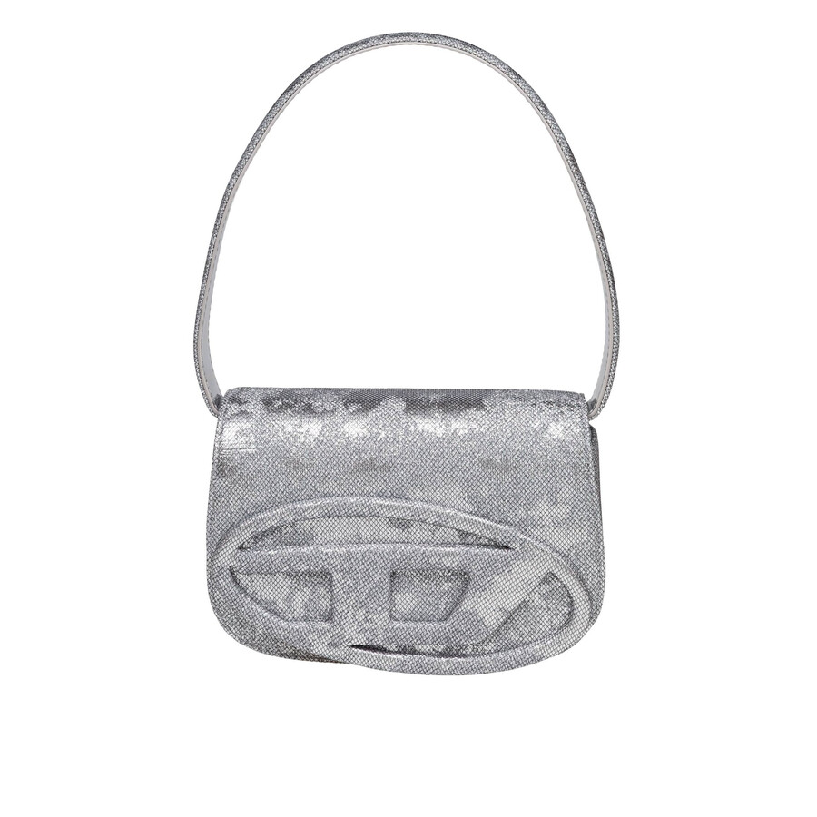 Diesel 1dr Shoulder Bag In Shiny Fabric Silver Color In Silver