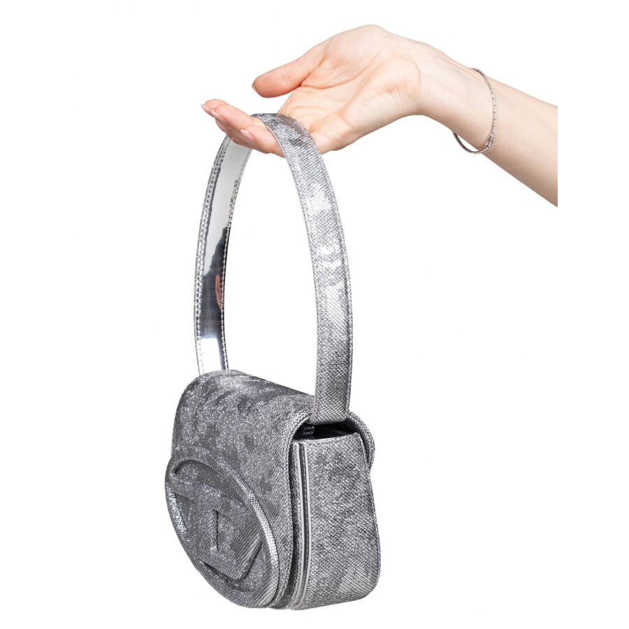 Diesel 1dr Shoulder Bag In Shiny Fabric Silver Color In Silver