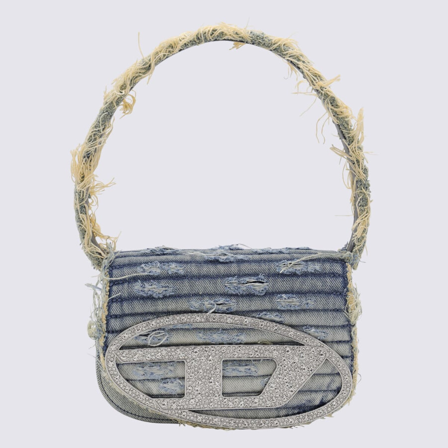 Diesel Denim Leather D Shoulder Bag In Blue