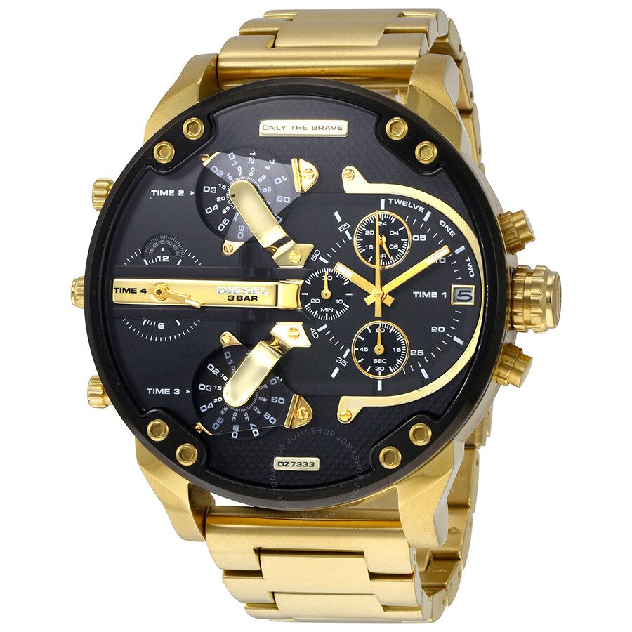 Shop Diesel Open Box -  Mr. Daddy 2.0 Black Dial Quartz Men's Watch Dz7333 In Black / Gold / Gold Tone