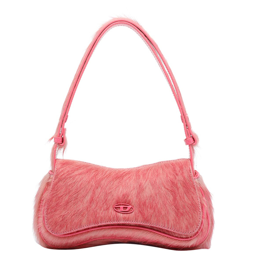 Diesel Play-clutch In Coloured Hairy Leather In Pink