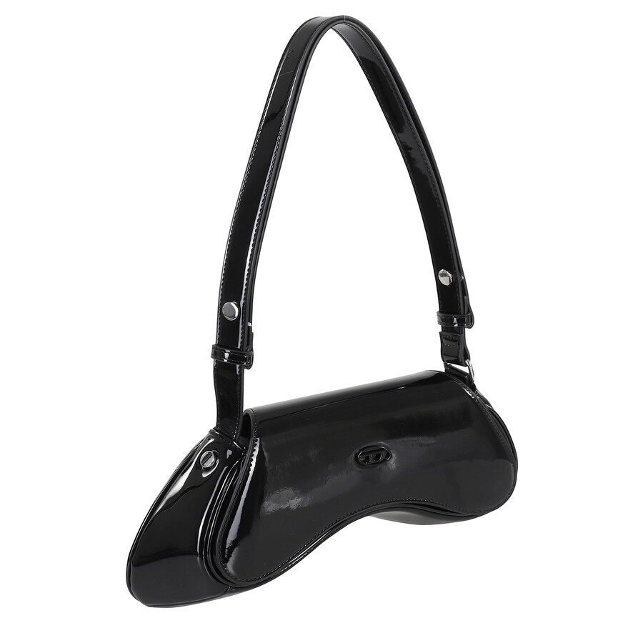 Diesel Play Crossbody Shoulder Bag In Black Leather In Black