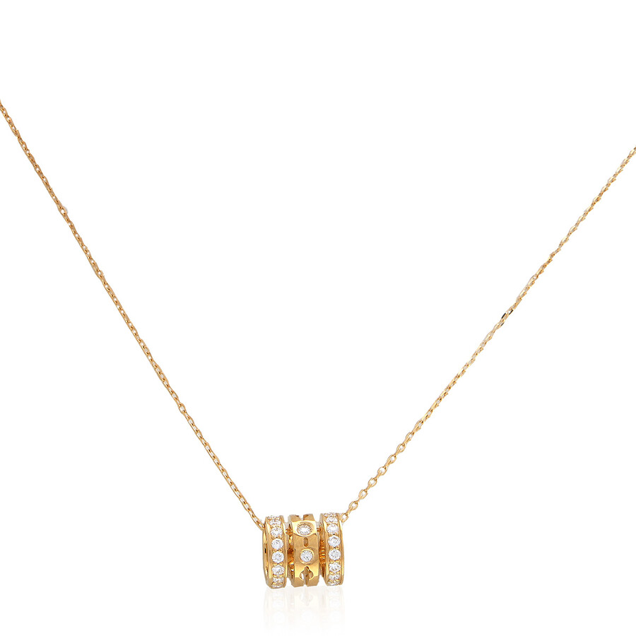 Dinh Van 18k Yellow Gold Pulse Diamond Triple Row Pendant Necklace, 17.72