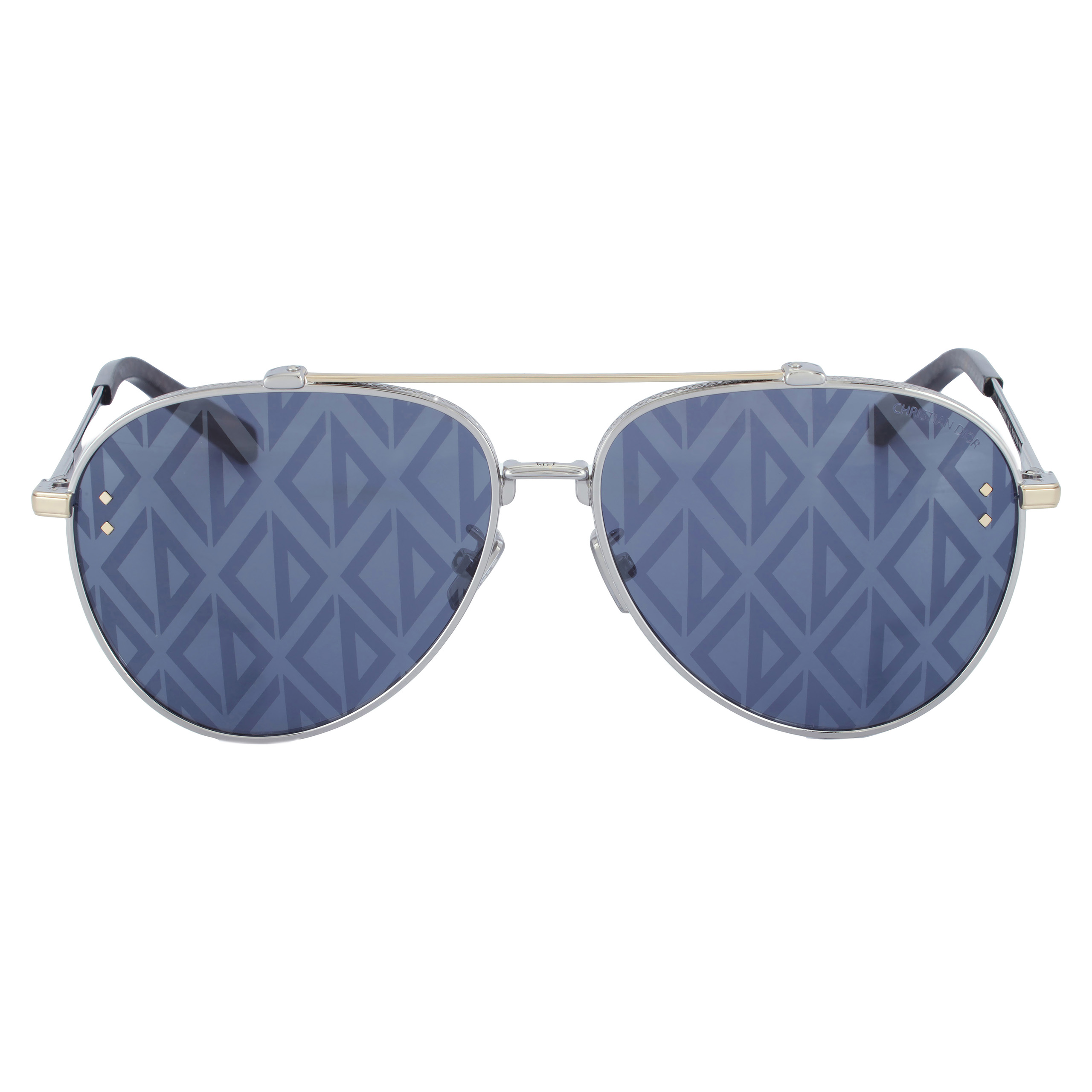 Dior Cd Link A1u Round-frame Silver-tone Mirrored Sunglasses In Silver