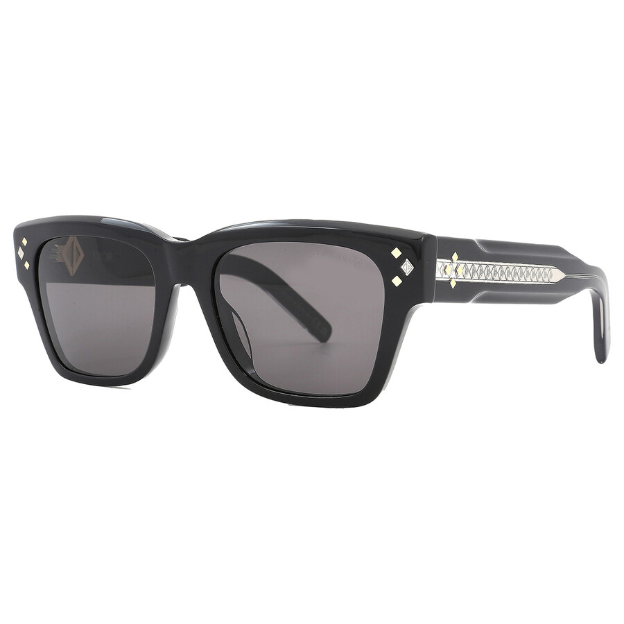 Dior Grey Square Men's Sunglasses Diamond S2i Dm40083i 01a 54 In Black / Grey