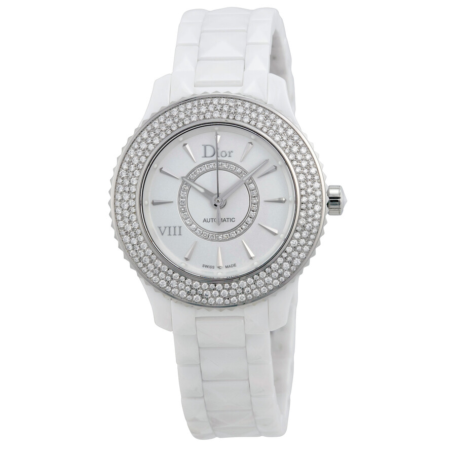 Dior VIII Automatic Diamond White Ceramic Ladies Watch CD1235E5C001