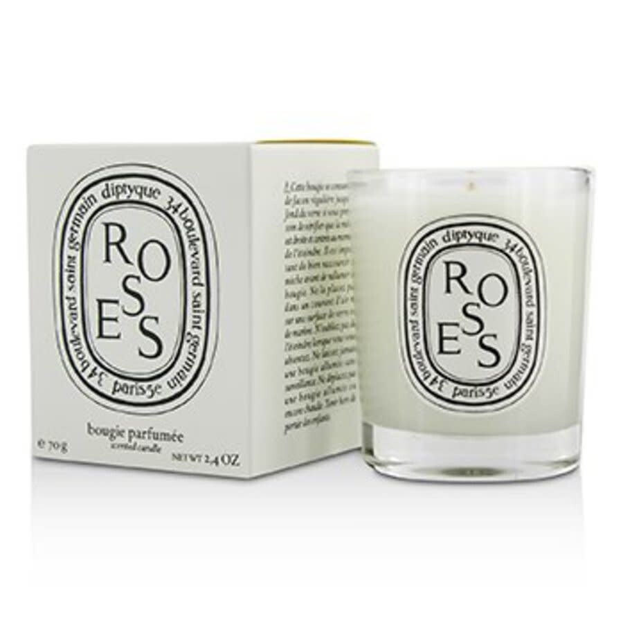 Diptyque Unisex Roses Scented Candle 2.4 oz Fragrances 3700431403841 In White