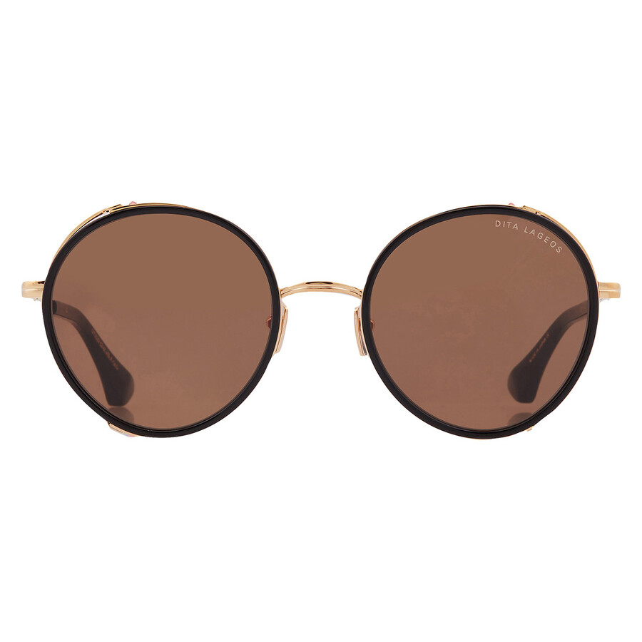 Dita Lageos Brown Round Ladies Sunglasses Dts532-01 52 In Gold