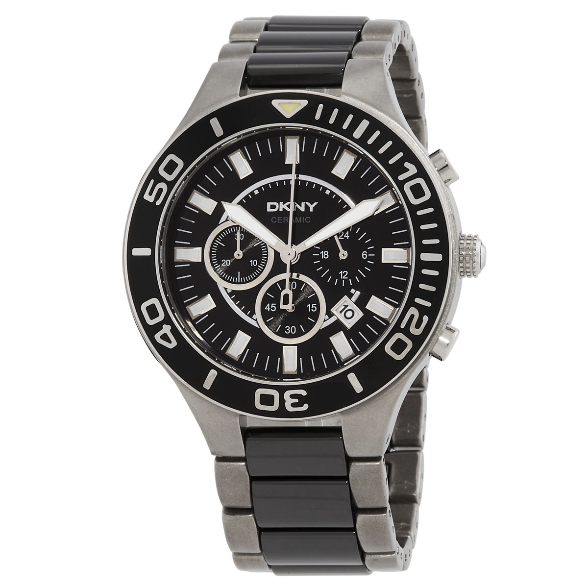 DKNY Chrongraph Black Dial Stainless Steel and Ceramic Men's Watch