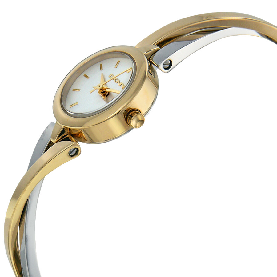 DKNY Crosswalk White Dial Twotone Bangle Ladies Watch NY2171 DKNY