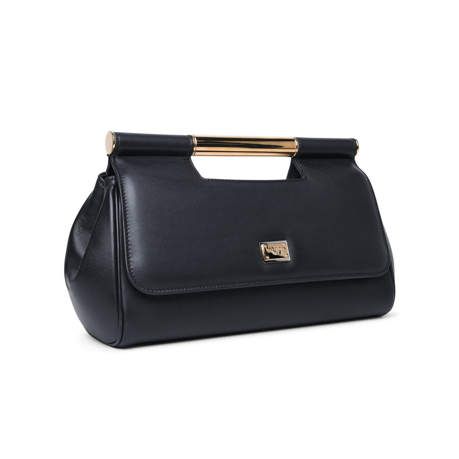 Dolce & Gabbana Sicily Leather Clutch In Black