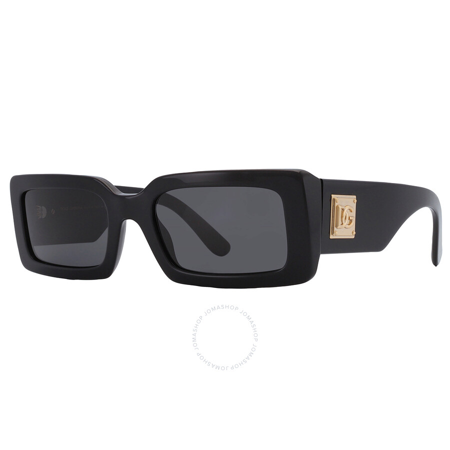 Dolce & Gabbana Dolce And Gabbana Dark Grey Rectangular Ladies Sunglasses Dg4416 501/87 53 In Black / Dark / Grey