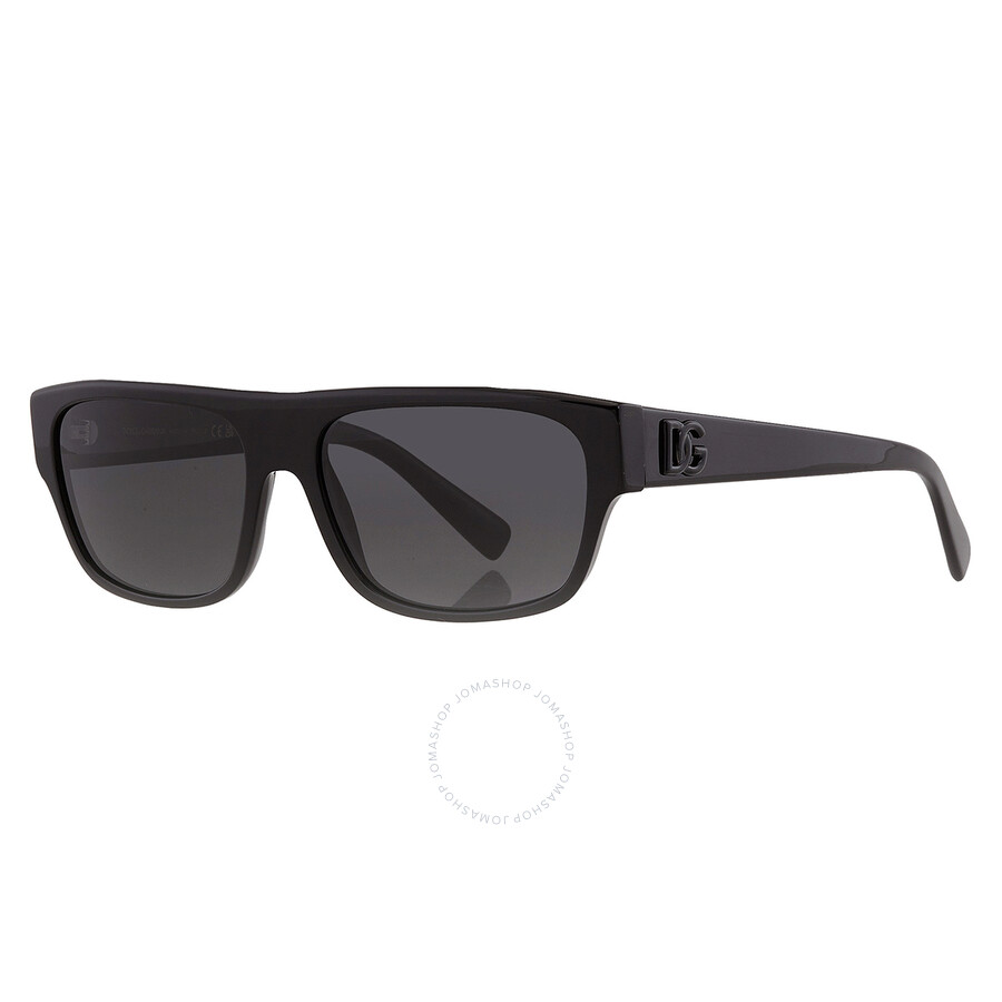 Dolce & Gabbana Dolce And Gabbana Dark Grey Rectangular Men's Sunglasses Dg4455 501/87 57 In Black / Dark / Grey