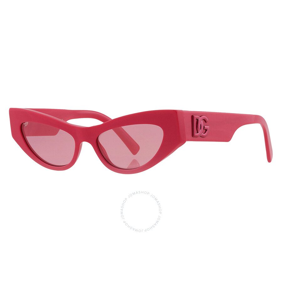 Shop Dolce & Gabbana Dolce And Gabbana Pink Mirrored Cat Eye Ladies Sunglasses Dg4450 326230 52 In Fuchsia / Ink / Pink