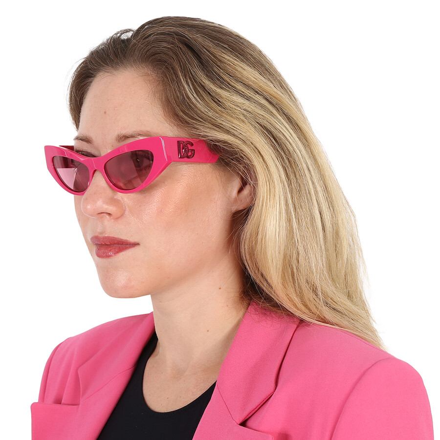 Shop Dolce & Gabbana Dolce And Gabbana Pink Mirrored Cat Eye Ladies Sunglasses Dg4450f 326230 52 In Fuchsia / Ink / Pink