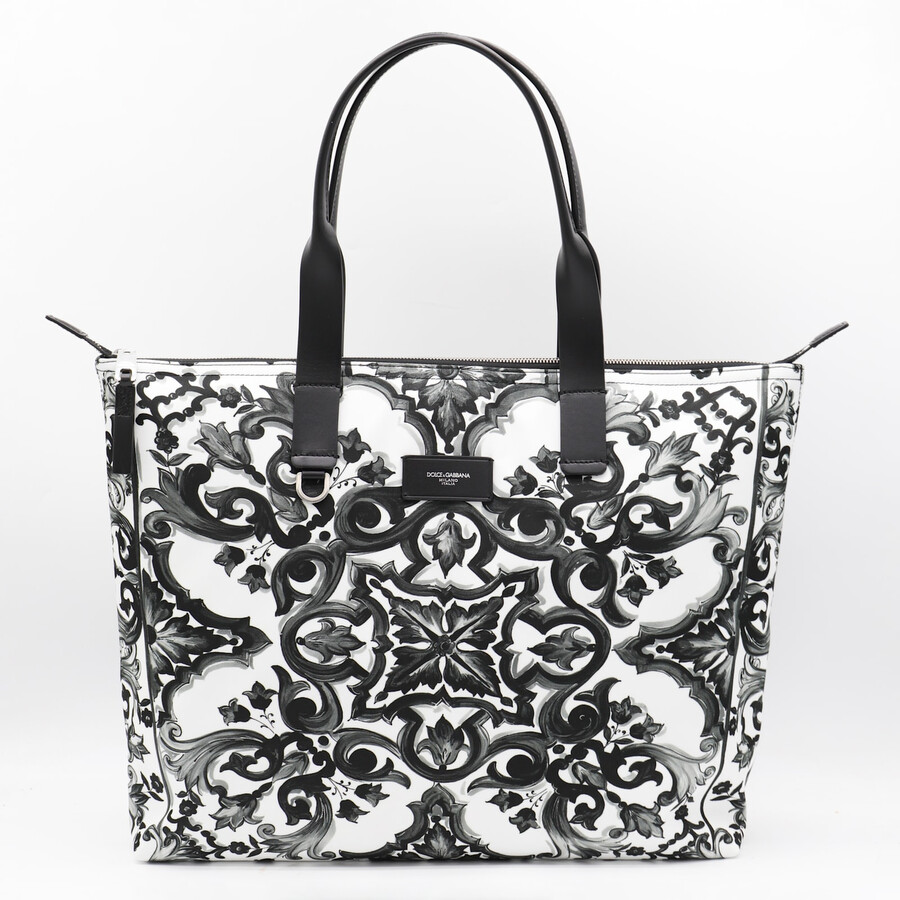 Dolce & Gabbana Black And White Majolica Totes In Multi