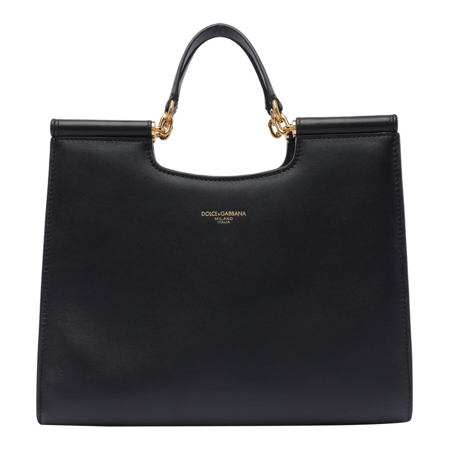 Dolce & Gabbana Black Calfskin Tote Bag In Black