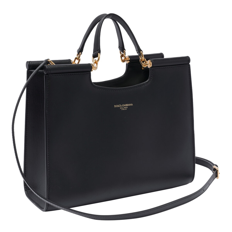 Dolce & Gabbana Black Calfskin Tote Bag In Black