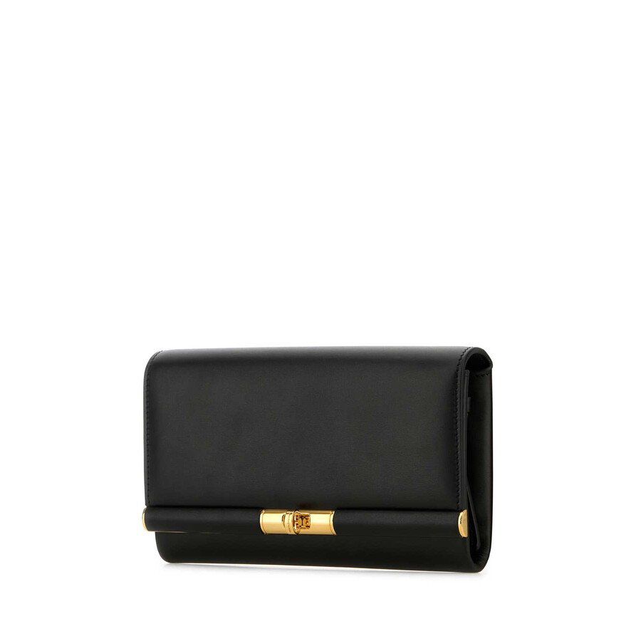 Dolce & Gabbana Black Leather Marlene Clutch In Black