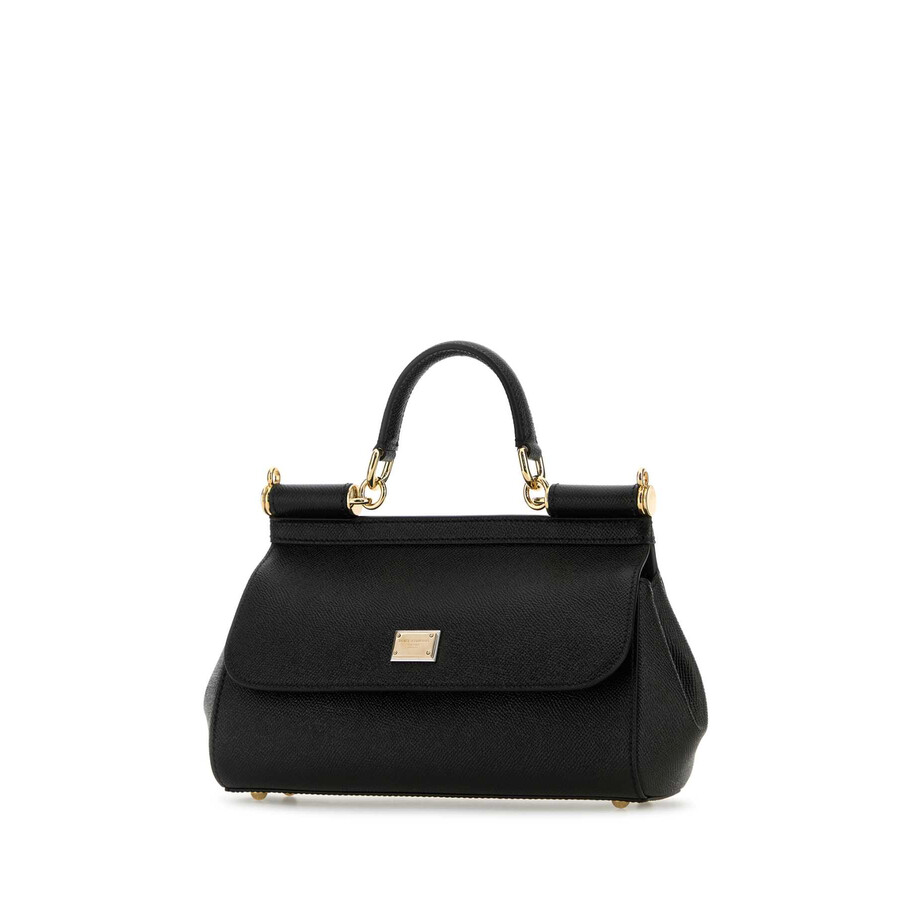 Dolce & Gabbana Black Leather Medium Sicily Handbag In Black