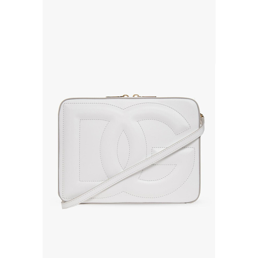 Dolce & Gabbana Leather Shoulder Bag With Logo In White